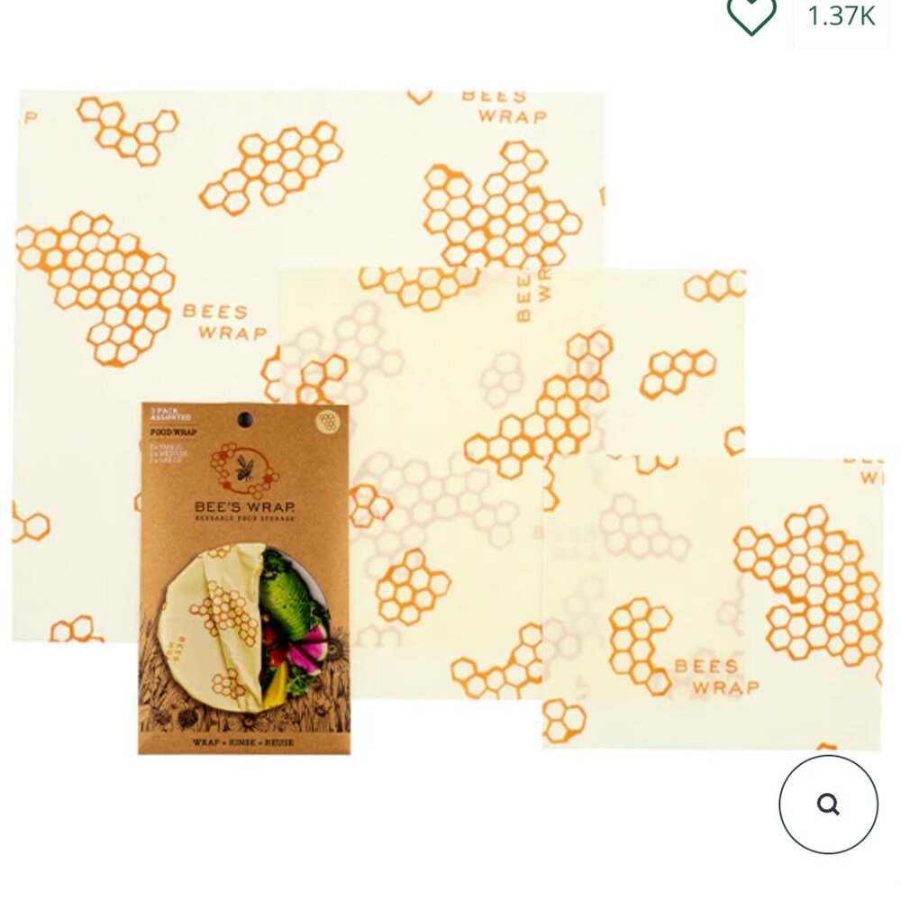 NWT - Reusable Beeswax Wraps Assorted Sizes (3 Pk) - set of 2